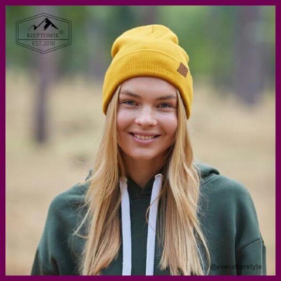 Merino Wool Cuffed Beanie Hat Winter Warm Ribbed Knit Unisex Classic main image 4